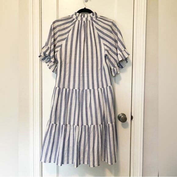 Joy Joy Blue and White Striped Lightweight Mini Dress - Picture 5 of 5